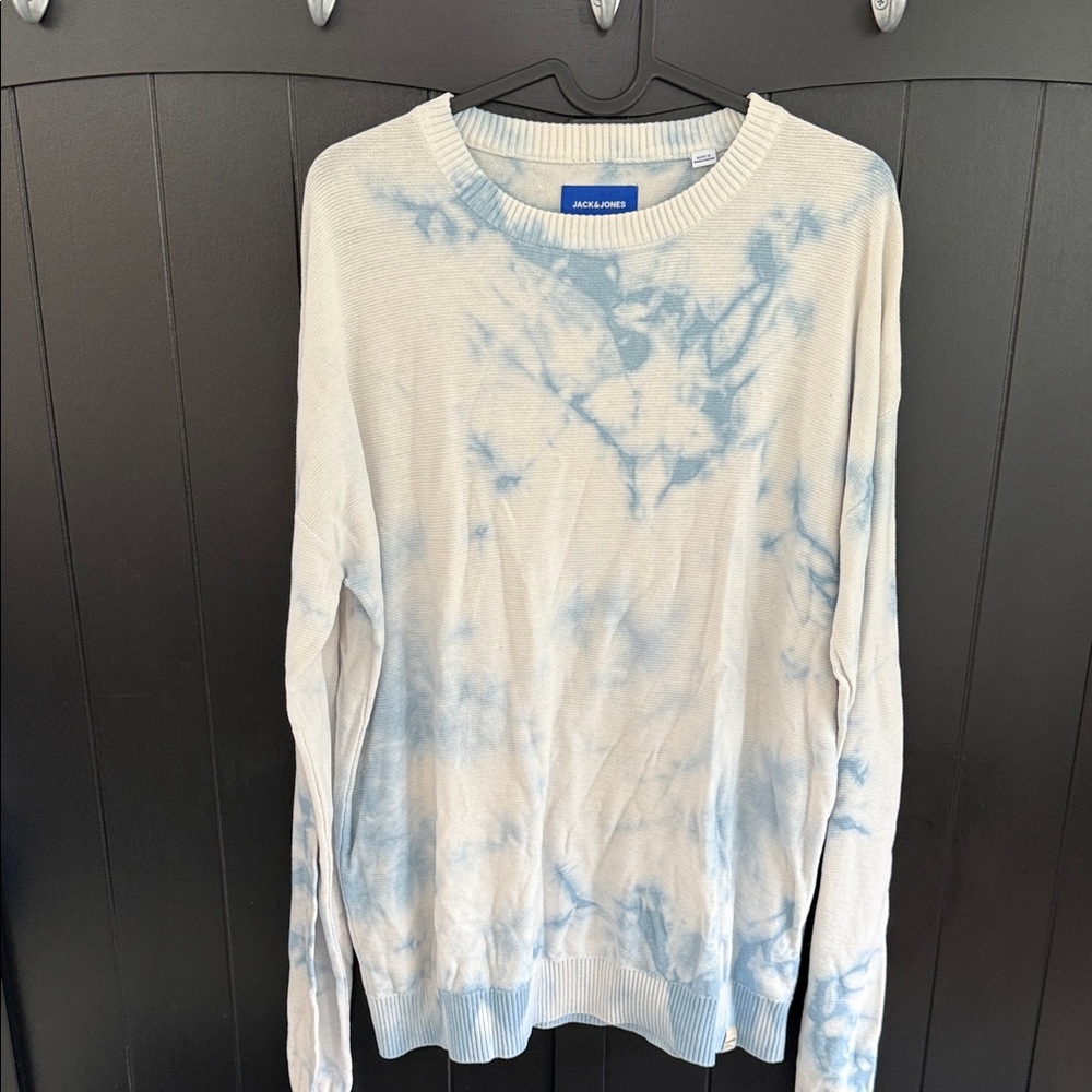 Jack & Jones Light Blue Tie-Dye Crewneck Sweater